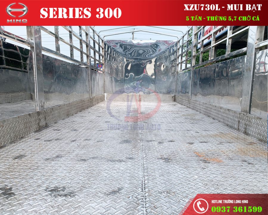 hino xzu730l 5 tấn mui bạt inox chở cá