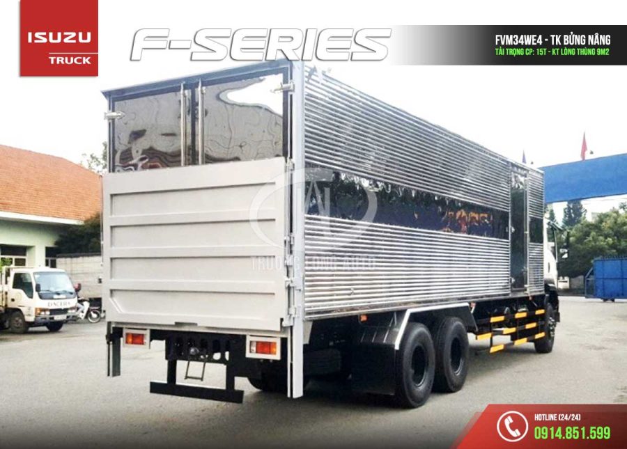 isuzu fvm34wwe4 15 tấn thùng kín bửng nâng