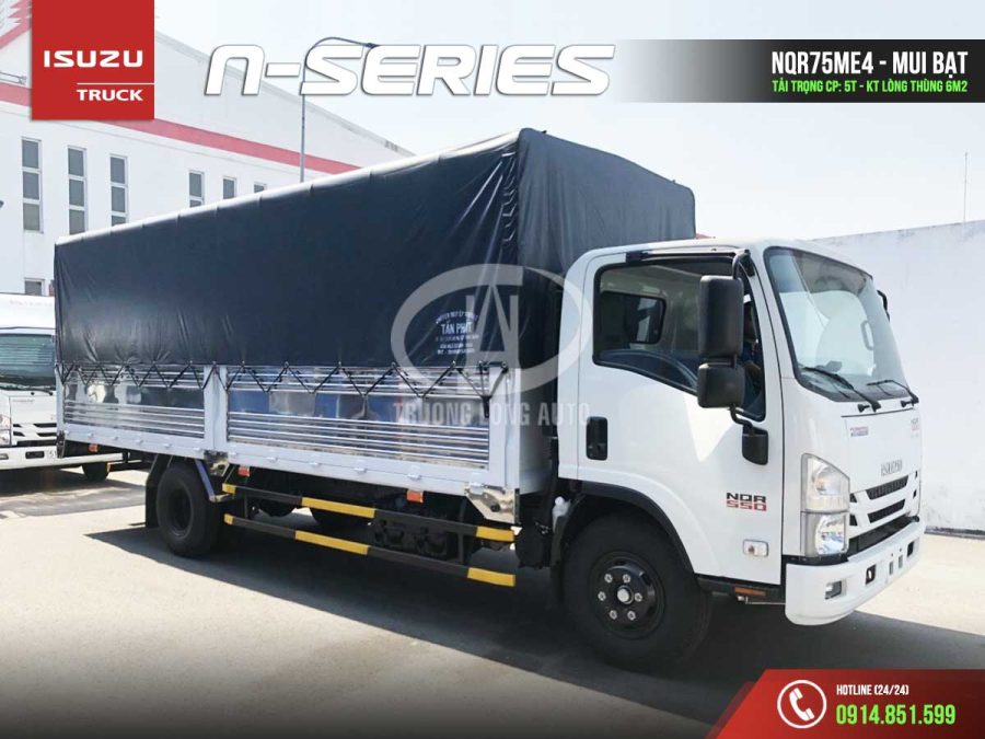isuzu nqr75me4 5 tấn thùng mui bạt