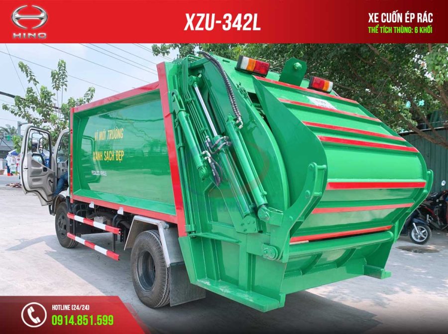 xe cuốn ép rác 6 khối hino xzu