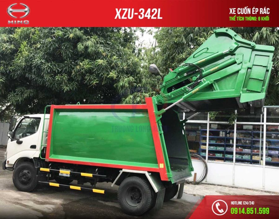 xe cuốn ép rác 6 khối hino xzu