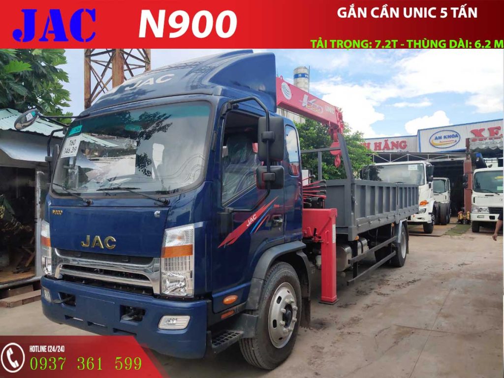 xe tải jac n900 gắn cẩu unicn5 tấn