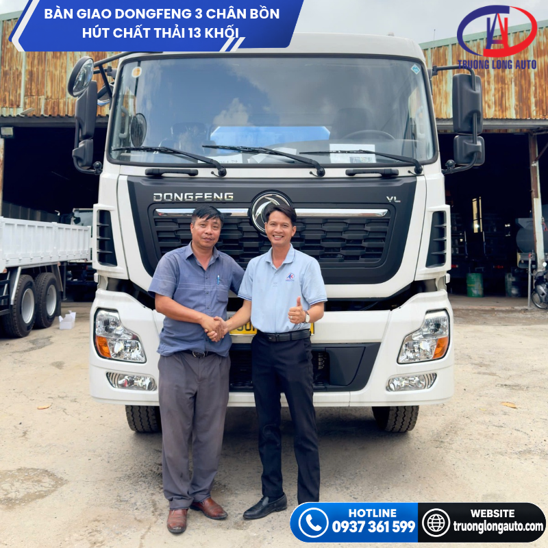 Bàn Giao Dongfeng 3 Chân Bồn Hút Chất Thải 13 Khối Cho CTY TNHH Môi Trường Việt Long Phát