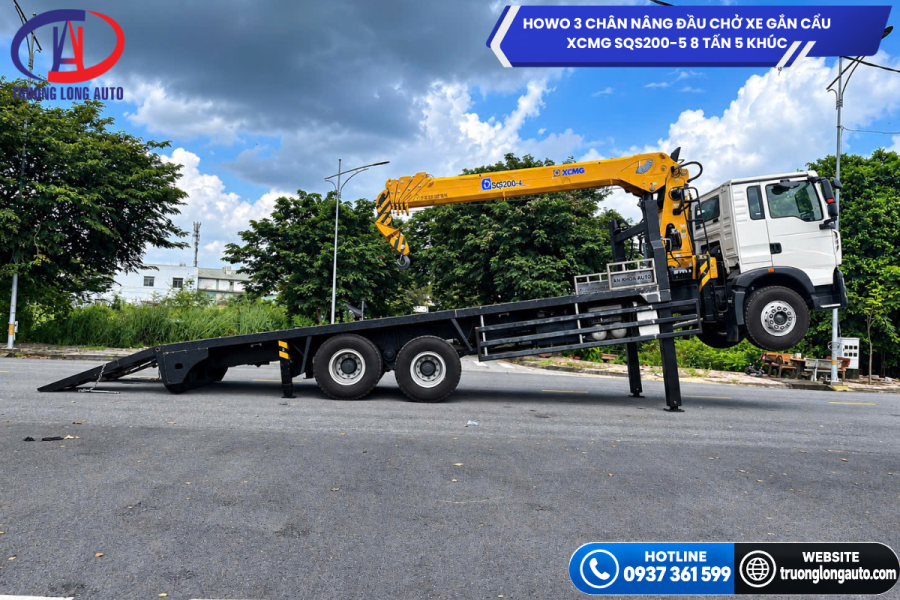 Tổng quan xe HOWO 3 chân nâng đầu gắn cẩu XCMG SQS200-5